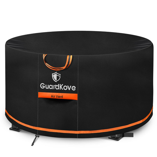 GuardKove [Upgraded 1000D Heavy Duty Fabric] 56 inch Fire Pit Cover Round