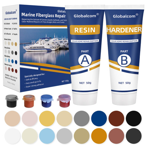 Globalcom Fiberglass Boat Repair Kit, Gel Coat Repair Kit for Boats