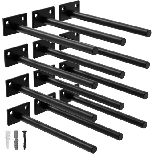 LEOPO 12-Pack 8 inch Floating Shelf Brackets, Hidden Shelf Bracket for Wood