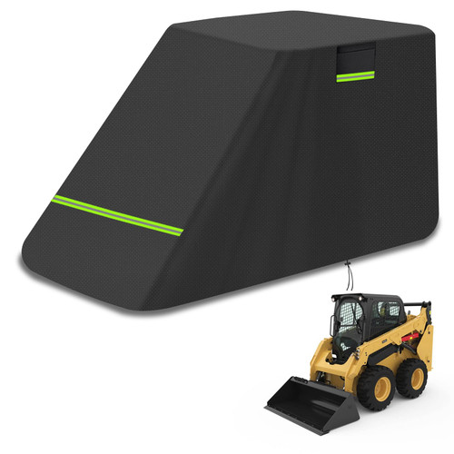 Skid Steer Loader Cover, Heavy Duty 600D Waterproof Oxford Cloth Skid Steer Cover, Rainproof Snow Wind UV Dust, with Zipper Door Air Vents Reflective Strips, for Kubota Caterpillar Case Bobcat Etc
