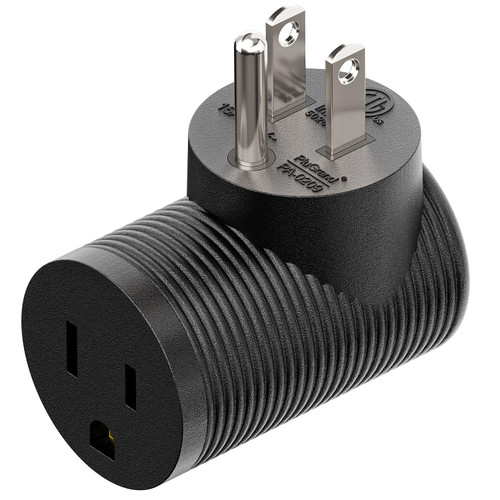 Nema 5-15R to 5-15P Right Angle Power Adaptor, Right Angled USA 3-Prong Male-Female Adapter,90 Degree Angled USA Male Female Power Adapter PA-0209