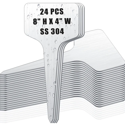 Hicarer 24 Pcs Metal Plant Labels, Stainless Steel 8" x 4" Garden Markers