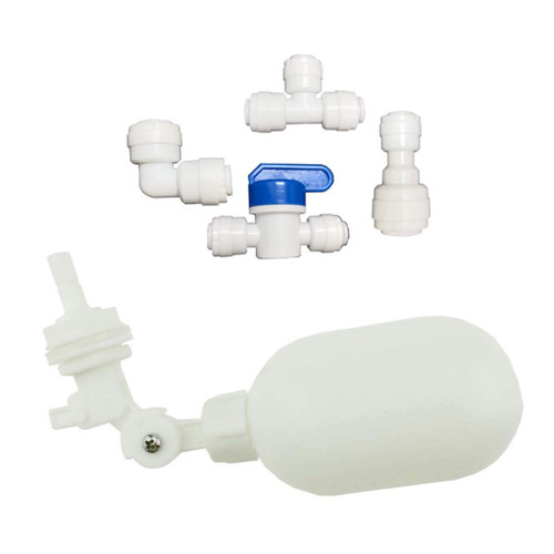 YZM Water Filter PVC Mini Float Valve, Tank Mount, Adjustable Arm, for tubing OD 1/4" or 3/8" Used for RO System Refrigerator ice Maker Coffee Machine Fish Aquarium. (1/4“ Quick connector)