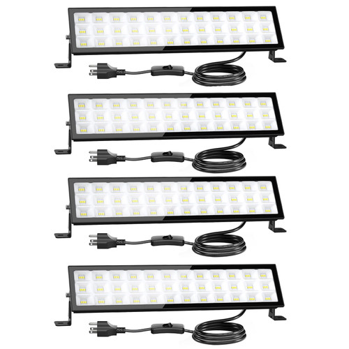 Onforu 4Pack LED Shop Lights,100W 14000lm Plug in Ultra Bright LED Work Lights,6500K Daylight White Garage Light,IP66 Waterproof Lighting for Garage Warehouses Workshop