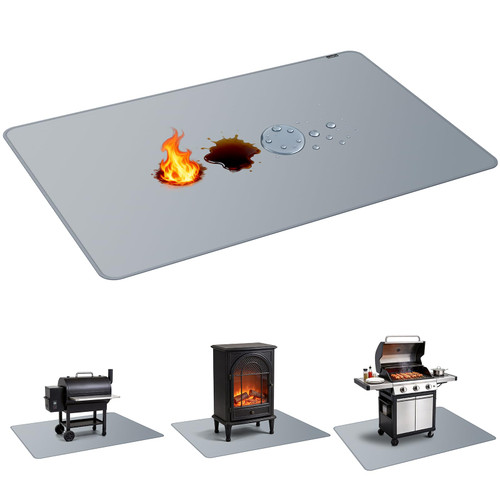 PAWBOSE 65x48 Inch Under Grill Mat for Outdoor Grill, Double-Sided Fireproof BBQ Mat for Patio and Deck, Waterproof Oil-Proof Fire Pit Mat & Indoor Fireplace Protector Pad