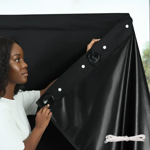 NICETOWN Adjustable Portable Travel 100% Blackout Curtain Shade 78 inch Long for Cafe and RV, Rod Pocket and Back Tab Drape with Suction Cups and No-Sew Snap, 50" x 78", Black, 1 Panel