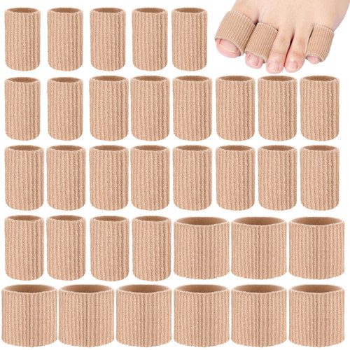 Blulu 36 Pcs Toe Tubes 0.98 Inch Gel Protectors Corns Blisters,Brown