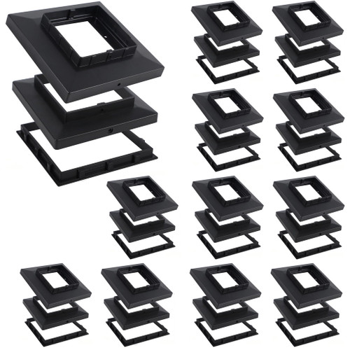 Dynaming Black Mount Base for Solar Post Lights, Fit for 5x5 or 5.5x5.5 Vinyl/Wooden Post (12 Pack)