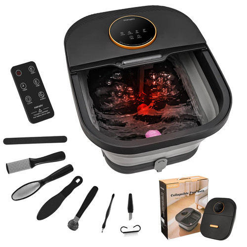 FOFOJÔY Foot Spa Bath Massager with Heat, Bubble, Temperature Control, Remote Control, Touchscreen, Pumice Stone, Pedicure Foot Spa Gift for Man Women Mother Father (Plus Size)