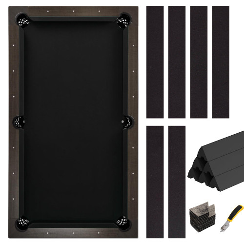 iEsstros Pool Table Felt 8ft and Bumper Kit Felt for Billiard Cloth with K66 Pool Table Bumpers and Cushions Facing, 6 Pcs Cloth Strips and Staple Remover-Black