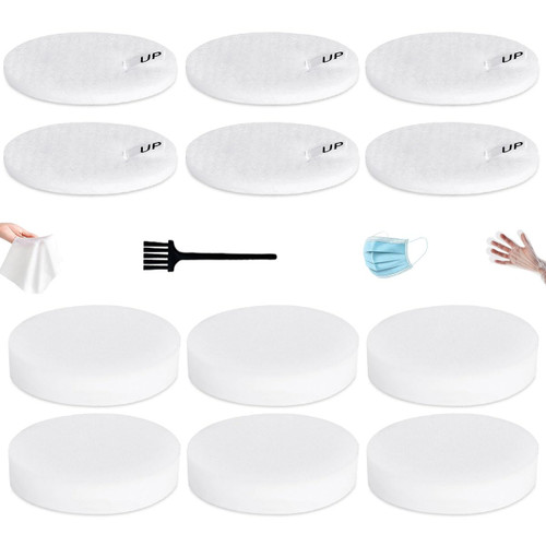 LVAC-200 Pre-Motor Vacuum Filters Replacement - Compatible with Levoit LVAC-200 Cordless Stick Vacuum Model #LSV-V201-WUS​, 6 Felt & 6 Foam Filters with brush