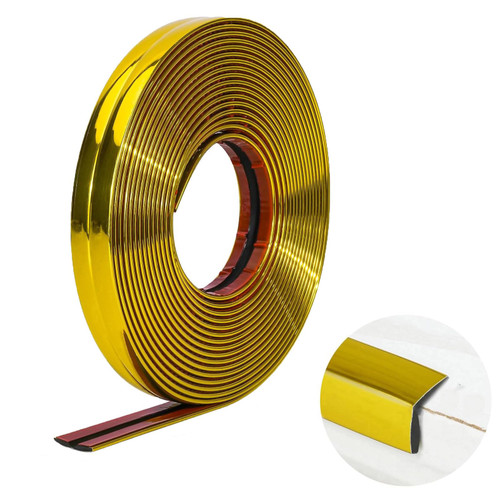 Flexible Inside & Outside Corner Trim Molding 33ft x 0.8in Peel and Stick Moulding Wall Trim Self Adhesive Corner Guard Edge Protector Caulk Strip for Wall Edge Corner (Gold)