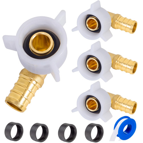 Breezliy PEX 1/2" x 1/2" NPT Female Threaded Swivel Elbow NPSM Brass Crimp Fittings, Pex Fittings 1/2 inch 90 Degree Swivel Female Adapter For RV Pex Faucet Connector(4PCS 1/2" Elbow)