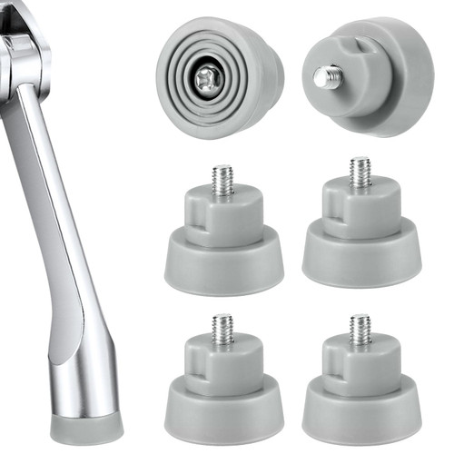 6pcs Door Stopper Replacement Rubber Tips, Door Stop Bumper Tips with Screws, Ribbed Kickdown Door Bottom Rubber Foot Repair for Kick Down/Drop Down Door Stoppers End Cap Holder