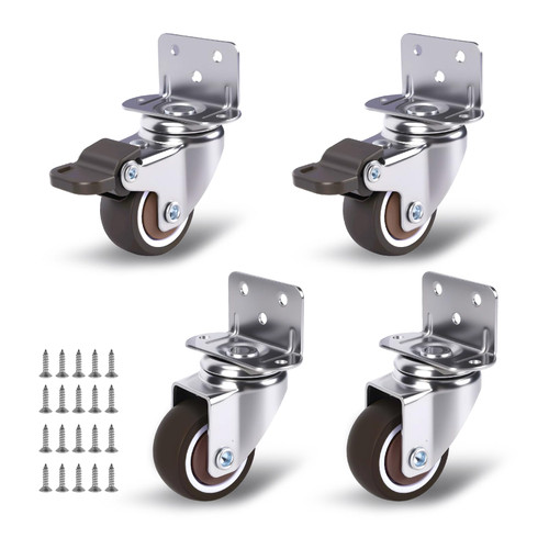 ZUOFANG 1" Small Low Profile Caster Wheels Set of 4, Mini, 97 lbs Total