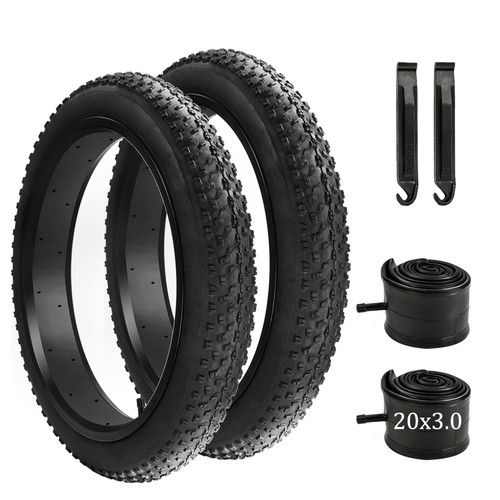 2 Pack 20 x 3.0 Fat Bike Tires and Tubes, Folding 20 Inch Fat Tire Set 76-406 with Tire Levers, 20x3.0 Ebike Replacement Tires for Electric Bikes and Mountain Bikes