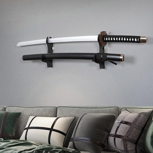 Samurai Sword Wall Mount - Katana Stand (Black) 2 Tier Plexiglass Martial Arts Swords Display