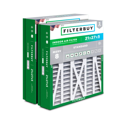 Filterbuy 21x27x5 Air Filter MERV 8 Dust & Allergy Defense (2-Pack)