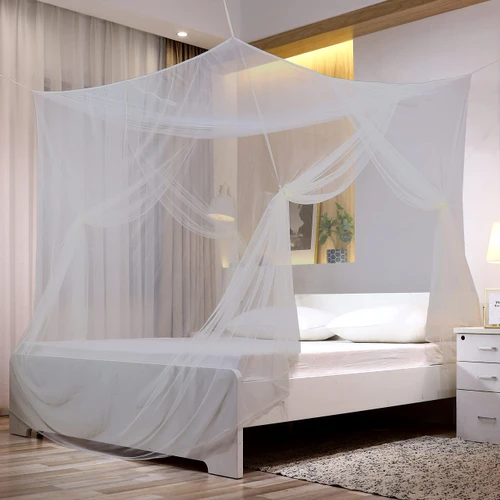 No-See-Um mesh Square Mosquito Net for King Size Bed 2 Openings Netting Mosquito Net for Beds, Finest Holes Mesh 2000 Mosquito Netting for Bed (Square King Grey Color)