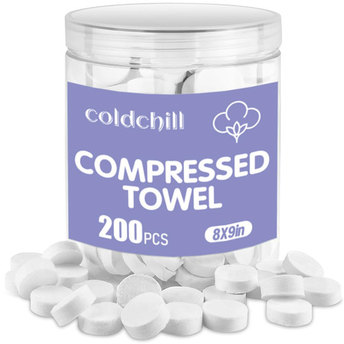 200 Pcs Compressed Towels, Disposable Face Compressed Towels, Magic Towel, Compressed Towel for Travel, Camping, Hiking, 8"x9", White