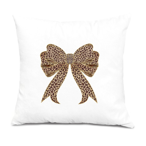 XUNLURY Coquette Leopard Bow Pillow Covers 18x18, Cheetah Leopard Print Room Decor, Trendy Preppy Girly Cheetah Print Bow Decorative Throw Pillow Covers for Girls Bedroom Dorm Apartment