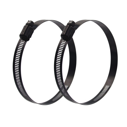 ISPINNER 2pcs 12 Inch Stainless Steel Adjustable 292-312mm Size Range Worm Gear Hose Clamp, Fuel Line Clamp for Plumbing, Automotive and Mechanical Application (Black)