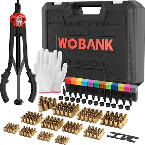 Rivet Nut Tool Kit, 16" Rivnut Tool with 12 Mandrels & 230pcs Rivet Nuts