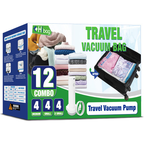 Travel Vacuum Bags with Electric Pump, Vacuum Travel Bags for Luggage and Suitcase, Combo 12 Pack
