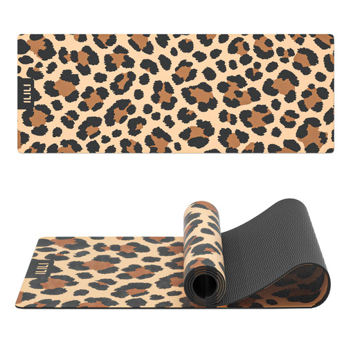 ILILI Yoga Mat Leopard Print Yoga Mat 8mm, Suede & TPE Thick Exercise Mat