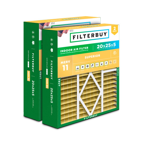 Filterbuy 20x25x5 Air Filter MERV 11 Pet & Allergy Defense (2-Pack)
