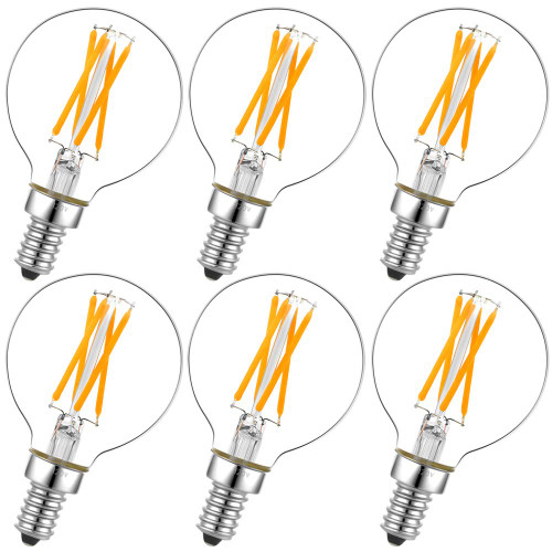 LiteHistory G16.5 E12 Candelabra Bulb 40 watt,Warm Light Bulbs,2700K,6Pack