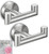 ULVEOL Set of 2 Double Brushed Nickel Towel Holder for Bathrooms - Stainless Steel Cup Hooks for Shower - Towel Holder Shower Hooks for Inside - Stylish Bath Hook