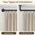 Rose Home Fashion 1” Wrap Around Blackout Curtain Rod, 168-240 Inch, Black
