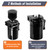 muge racing Baffled Oil Catch Can 400ml, Universal Oil Catch Can Kit with Breather Filter & Stainless Steel Wool, Installation Accessories & Premium Fuel Line Included, Alumium, Black