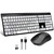 Full Size Wireless Large Print Keyboard and Mouse Set Rechargeable | Quiet Scissor Switch | for Seniors and Visually Impaired Low Vision Individuals-White
