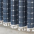 Boho Farmhouse Classic Plaid Linen Tassel Shower Curtain Navy Blue,72x84