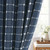 Boho Farmhouse Classic Plaid Linen Tassel Shower Curtain Navy Blue,72x84