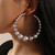 Gold Extra Large Hoop Earrings for Women,Round Metal Ball Beaded Dangle Earrings,Geometric Big Hoops Hanging Earrings Boho Vocation Everyday Jewelry (Silver)