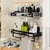 CIBOTIES Suction Cup Shower Caddy with 5 Hooks & Towel Rrack 11.8inch Black