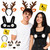 JcHrmers 5 Pcs Halloween Deer and Headlights Couple Costume Antler Headband Chest Harness Lights Crossing Sign Headband for Halloween Adult Men Women Cosplay Party