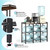 5 Gallon Water Jug Holder for 6 Bottles With Rustic Brown Wood Top Shelf - Heavy Duty Dispenser Stand for Home Kitchen/Office/Living Room