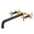 ARCORA Wall Mount Tub Filler: Black and Gold Bathtub Faucet Long Spout Reach 2 Cross Handles Tub Faucet with Brass Rough in Valve Included