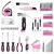 DEKOPRO Drill Set, Home Tool Set with 8V Pink Cordless Drill, Hand Tool Kit for Women, 126 pcs