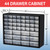 Akro-Mils 44-Drawer Plastic Storage Cabinet, 20"W x 6"D x 16"H, Black