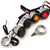 HTTMT MT224-013-CD+SM Chrome Motorcycle Turn Signals Light Kit Compatible with Harley Bullet LED 41mm Clamp Mount