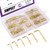 Swpeet 120Pcs 6 Sizes Gold Brass Plated Metal Screw-in Square Bend Hooks Kit, Gold Square Bend Hooks Self-Tapping Screws Hooks for Home/Workplace/Office