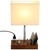 Briever USB Table Lamp, Multi-Functional Desk Lamp with 2 AC Outlets, Bedside Lamp with 3 USB Charging Ports and Wooden Phone Stands, Nightstand Lamp for Bedroom, Livingroom, Office, Walnut Wood