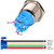 Gebildet 0.87''/22mm Blue LED Stainless Steel Latching Push Button Switch 12V-24V/5A Power Symbol LED 1NO1NC SPDT ON Off Waterproof Toggle Switch with Wire Socket Plug