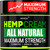 Natural Hemp Cream - Maximum Strength Gel w/Arnica, Boswellia - Non-Greasy