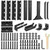 Pilida Upgraded Utility Trailer Tool Rack, 8-Hole Shovel and Rake Holder with Rubber Grommets & Brackets, Heavy-Duty Lawn Equipment Organizer for Truck and Open Trailers, Black